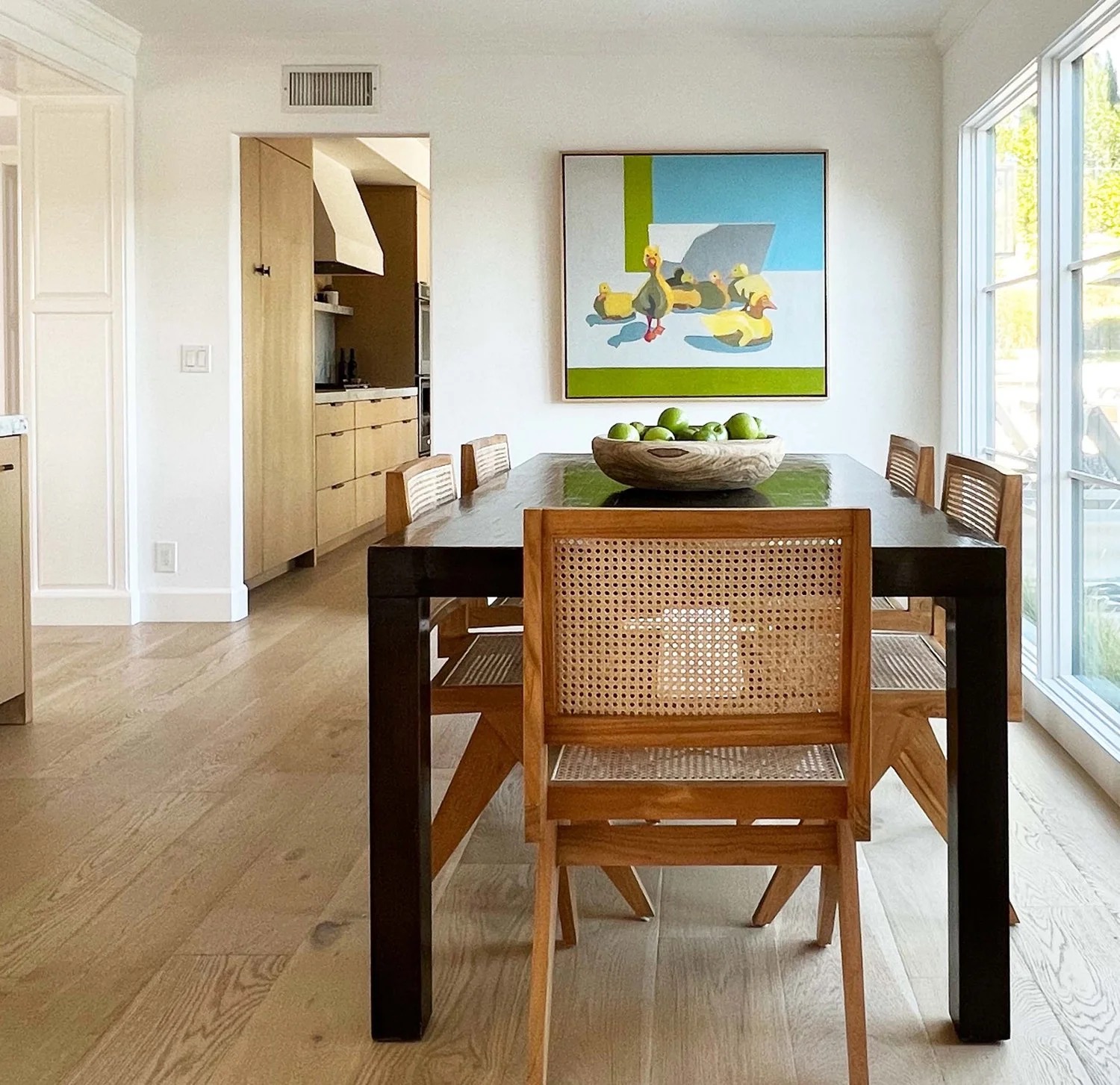 Layout and space planning example, an open dining and living layout by KADI Design