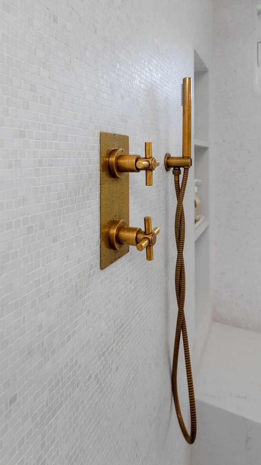Saddle House, primary shower detail in the project by KADI Design